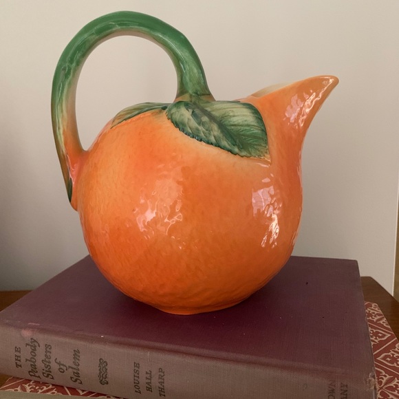 Vintage Italian Pottery Orange Pitcher